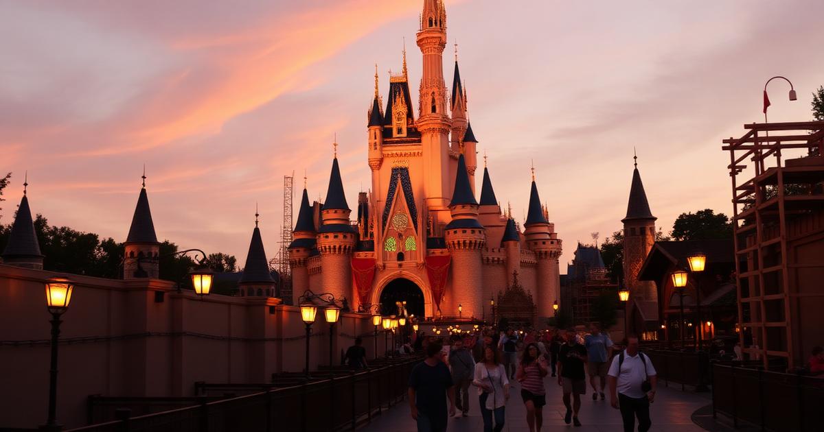 Cinderella Castle at Magic Kingdom — construction walls in the foreground ahead of the 2027 expansions