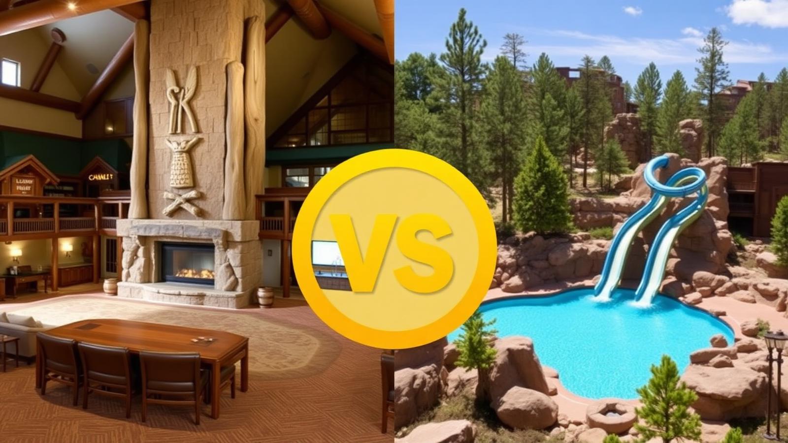 Wilderness Lodge lobby totem poles and Copper Creek Springs Pool waterslide — Boulder Ridge vs Copper Creek comparison