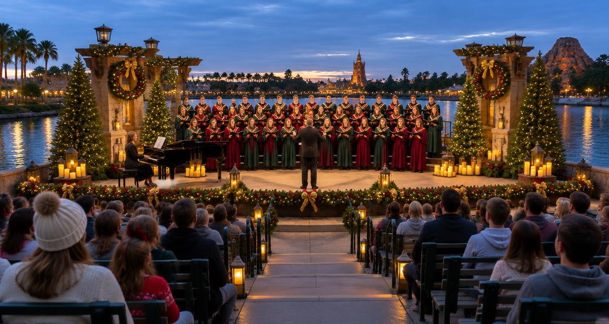 America Gardens Theatre at EPCOT during Candlelight Processional holiday season