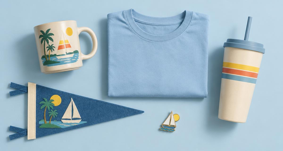 Walt Disney World 55th anniversary merchandise flat-lay: mug, tee, travel cup, pennant and pin